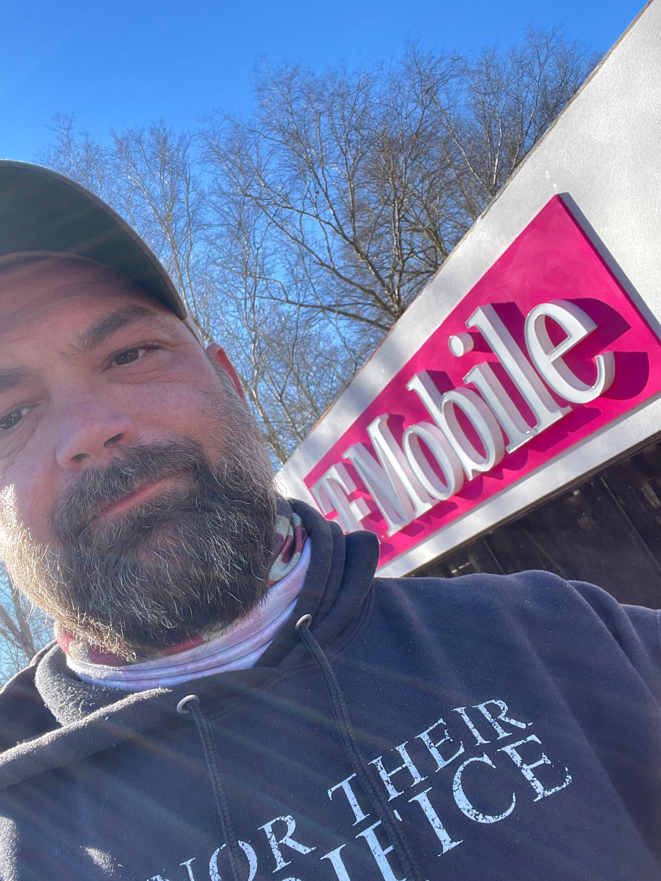 Justin Myers at a T-Mobile sign installation site