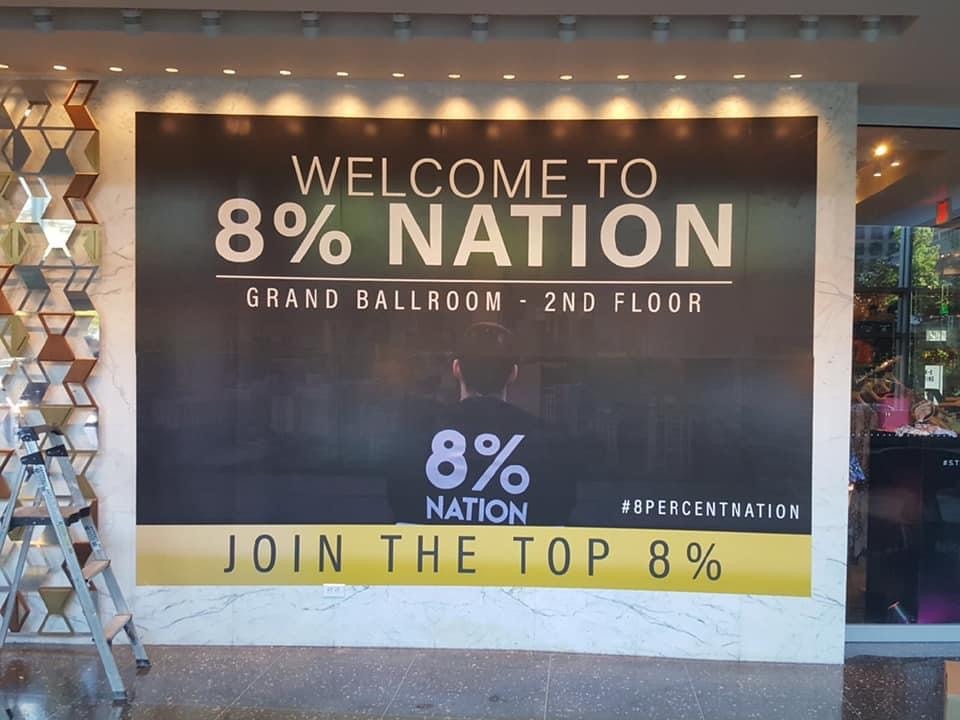 8% Nation welcome event banner by SOC