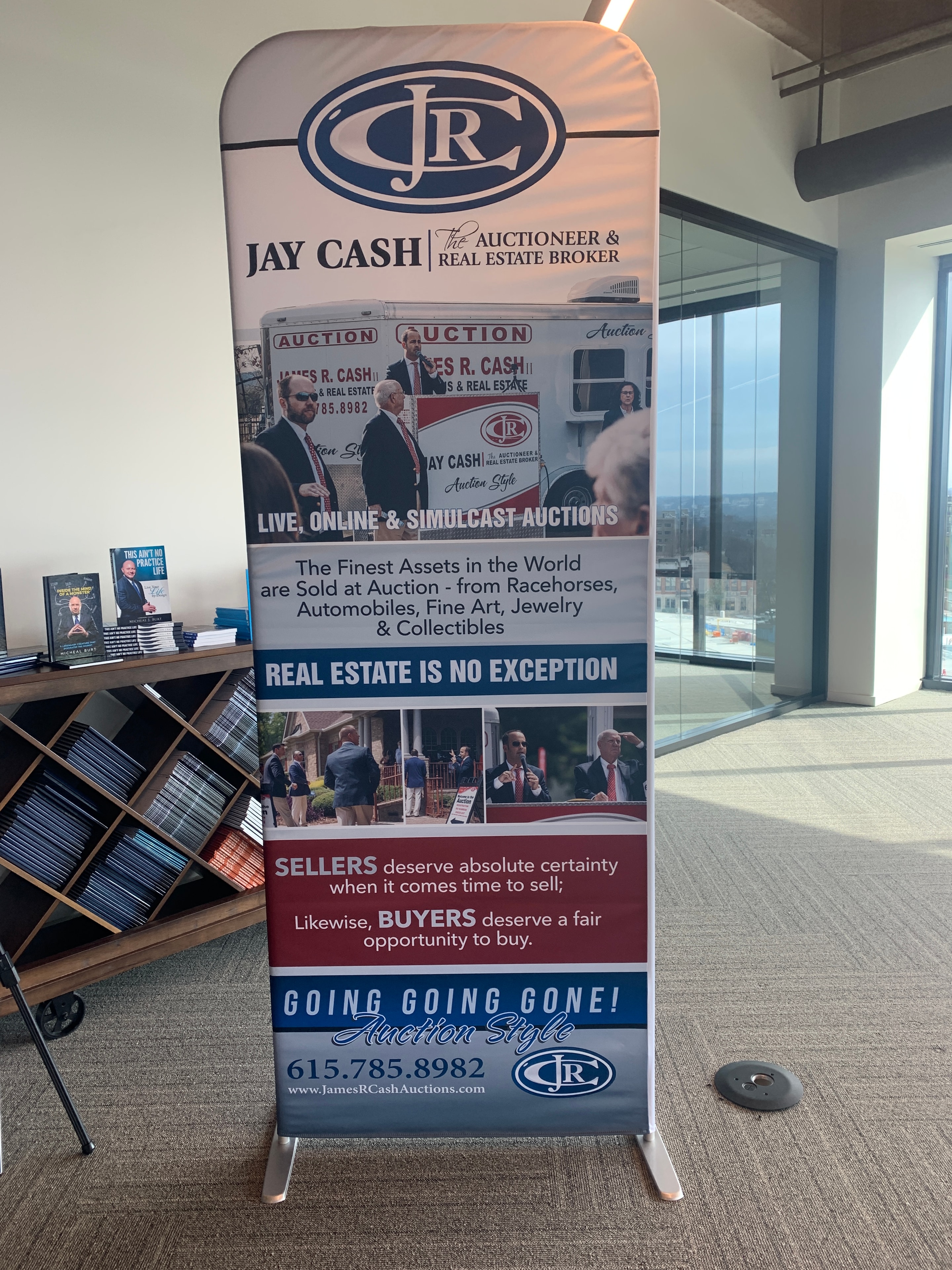 Jay Cash Auctions real estate broker sign fabricated by SOC