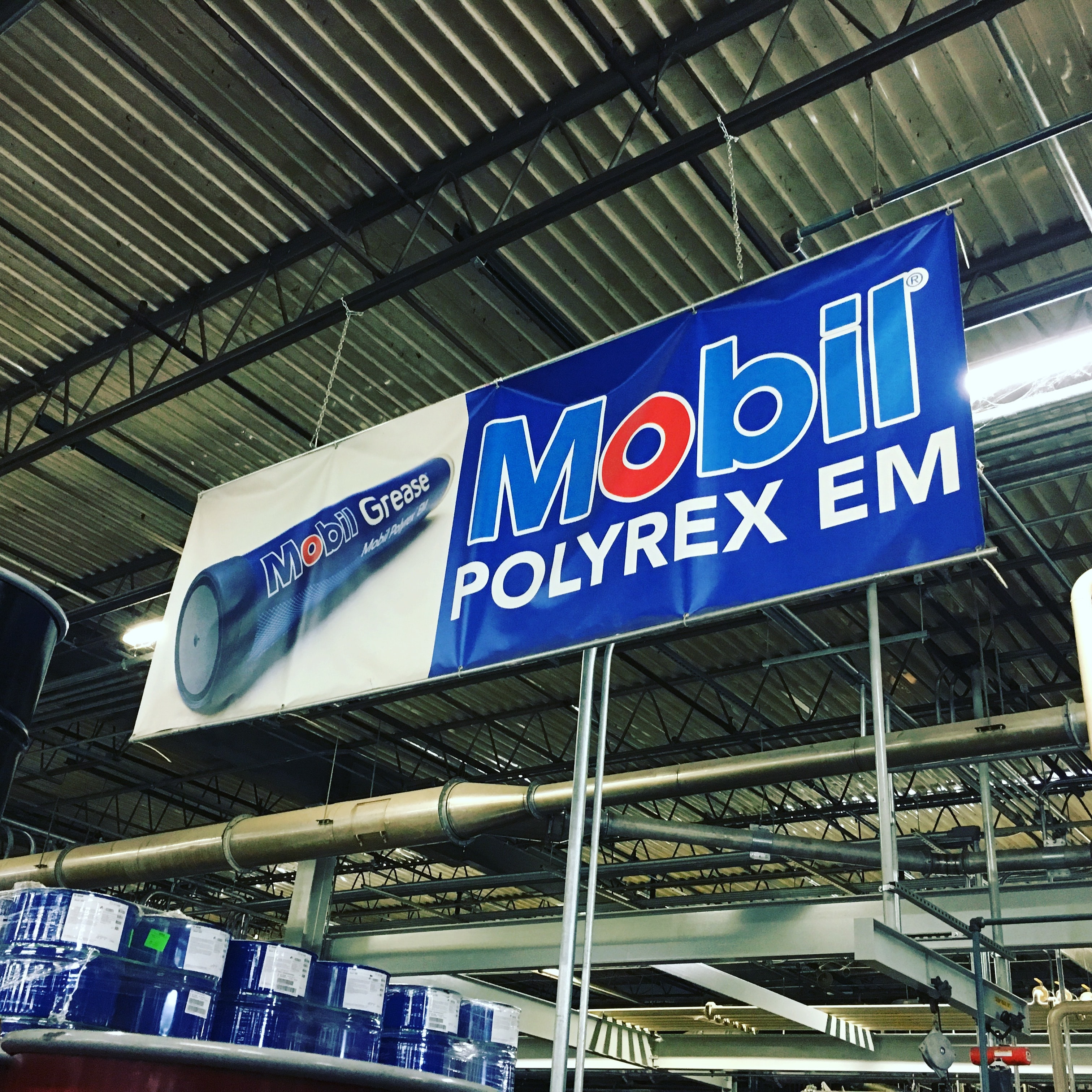 Mobil Polyrex EM industrial warehouse sign fabricated by SOC