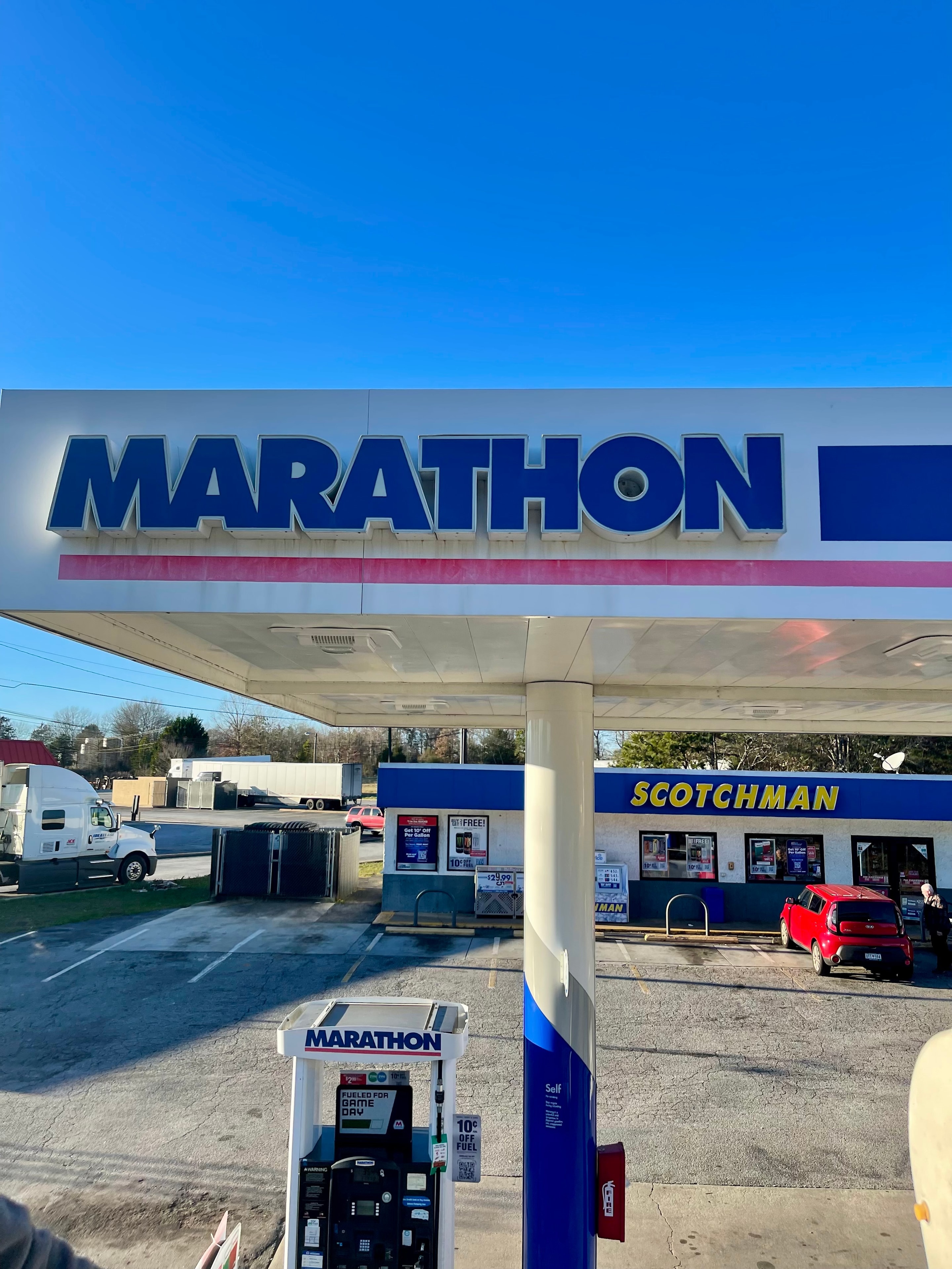Marathon gas station canopy signage